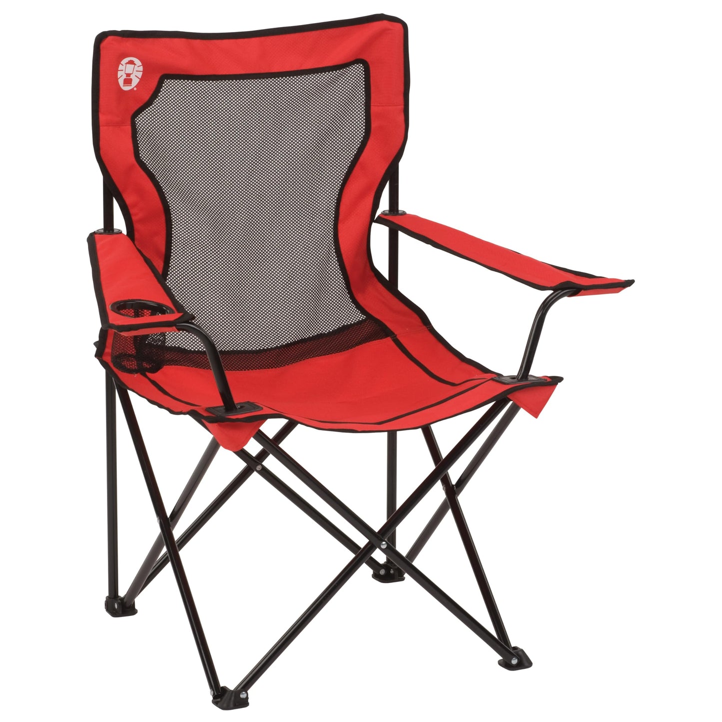 Mesh Quad Camping Chair with Cup Holder and Carry Bag for Outdoor Use