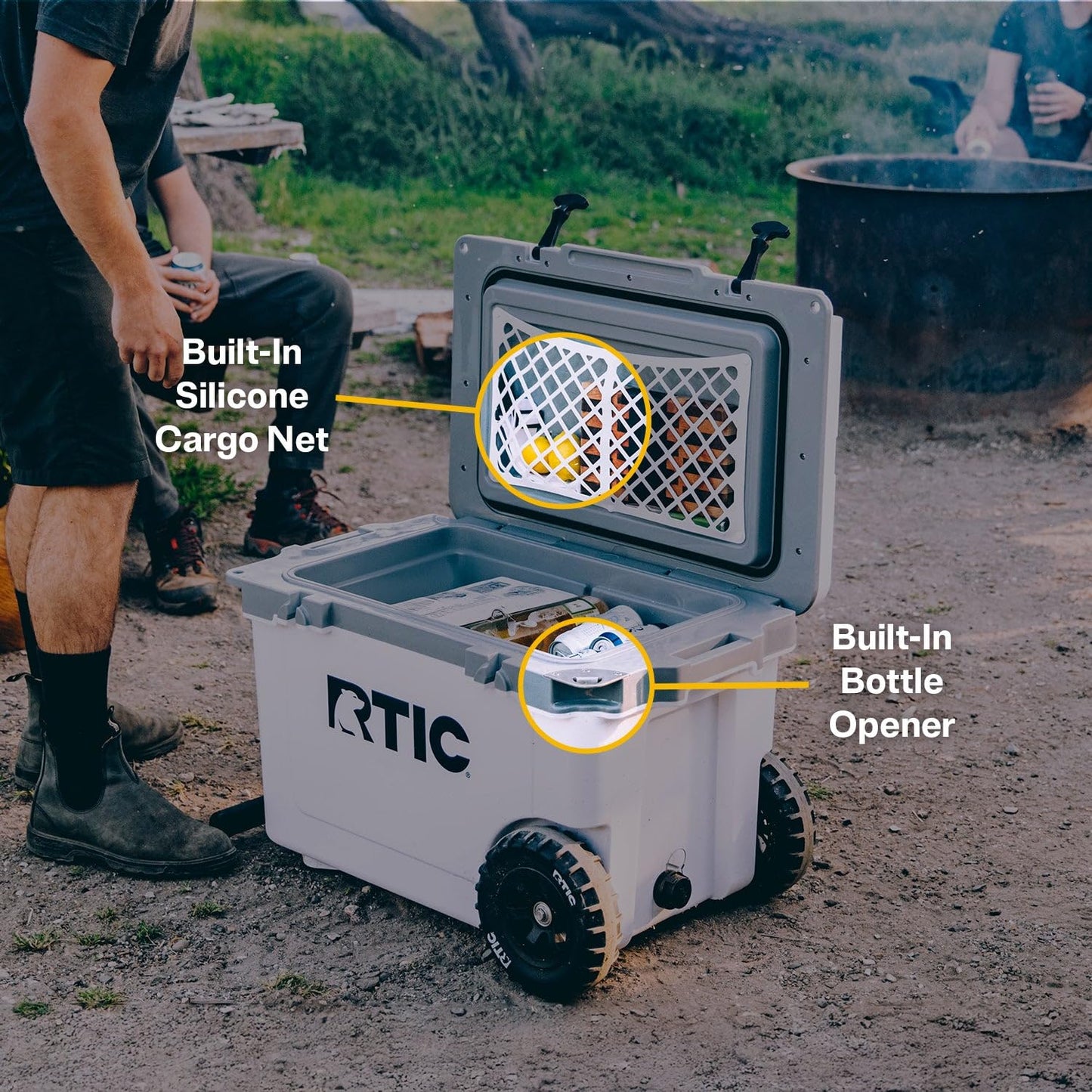 52 Quart Wheeled Hard Cooler with Insulated Ice Chest for Outdoor Activities