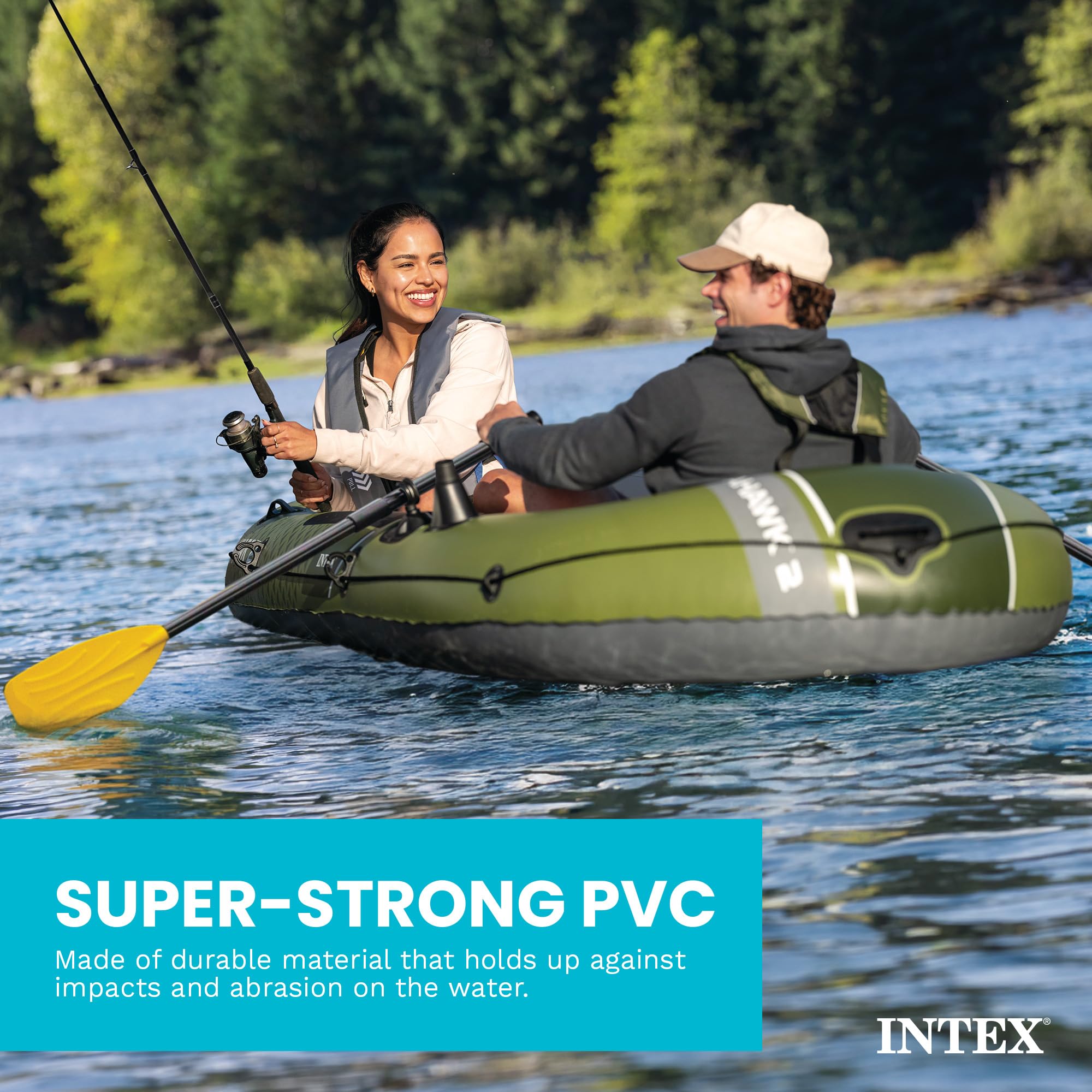 Inflatable Fishing Boat with Oars, Pump & Gear Storage Pouch