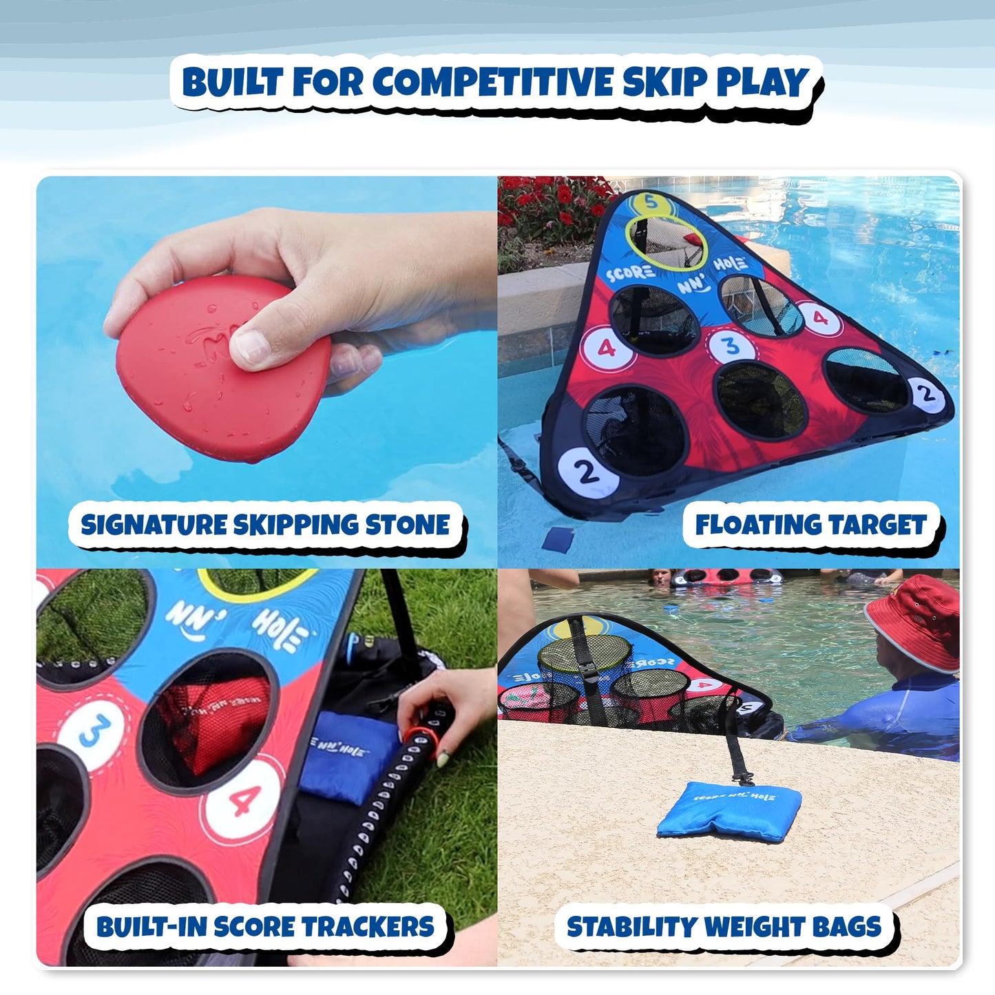 Floating Pool Cornhole Game for Adults & Family Water Fun