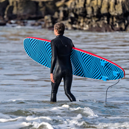Bloo Tide 8ft Surfboard Soft top Red with Blue Wavizm Design Bottom Graphic