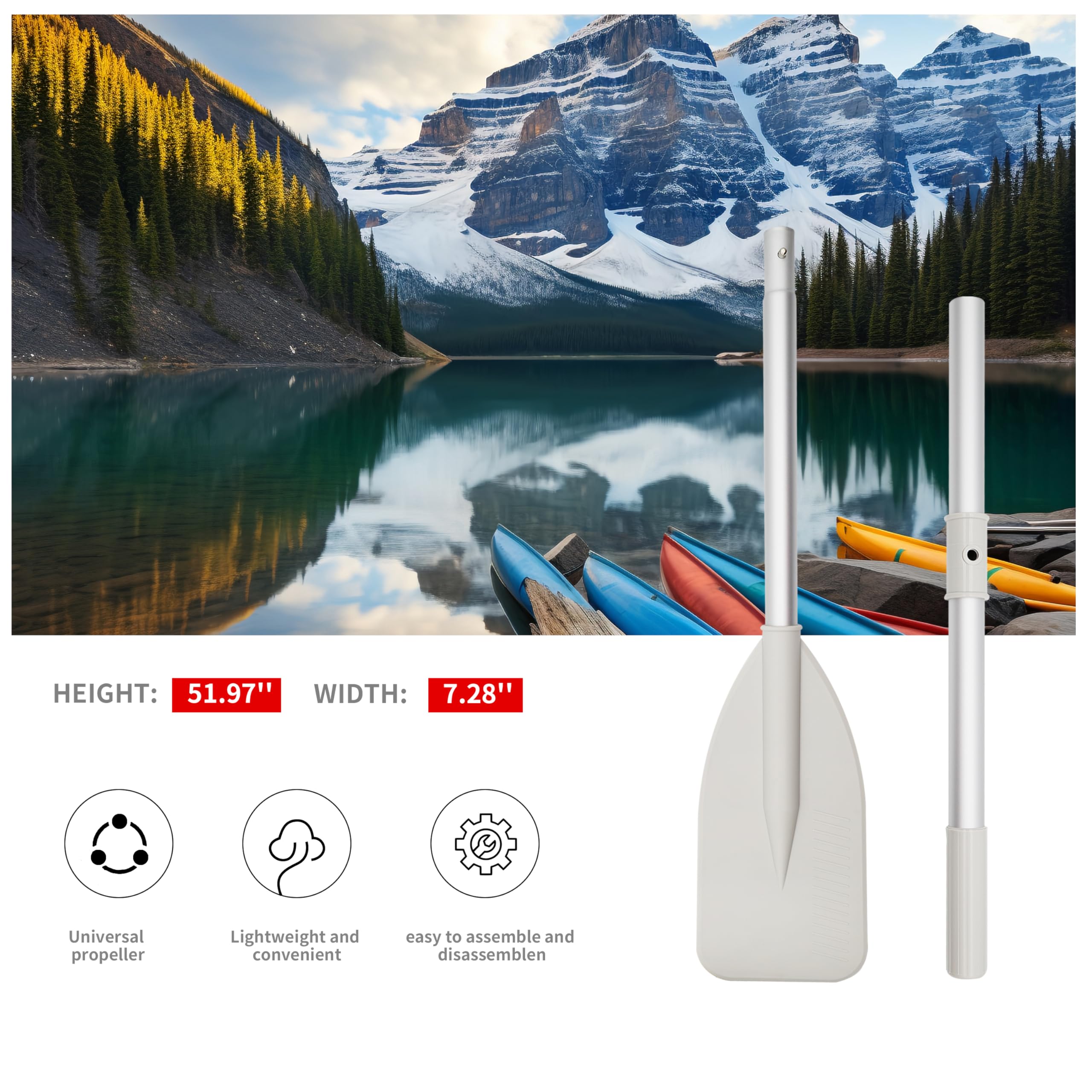 Aluminum Boat Oars with Locks for Kayaks Canoes & Inflatable Boats