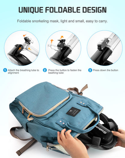 Full Face Snorkel Mask with Dry Top System and Camera Mount for Adults