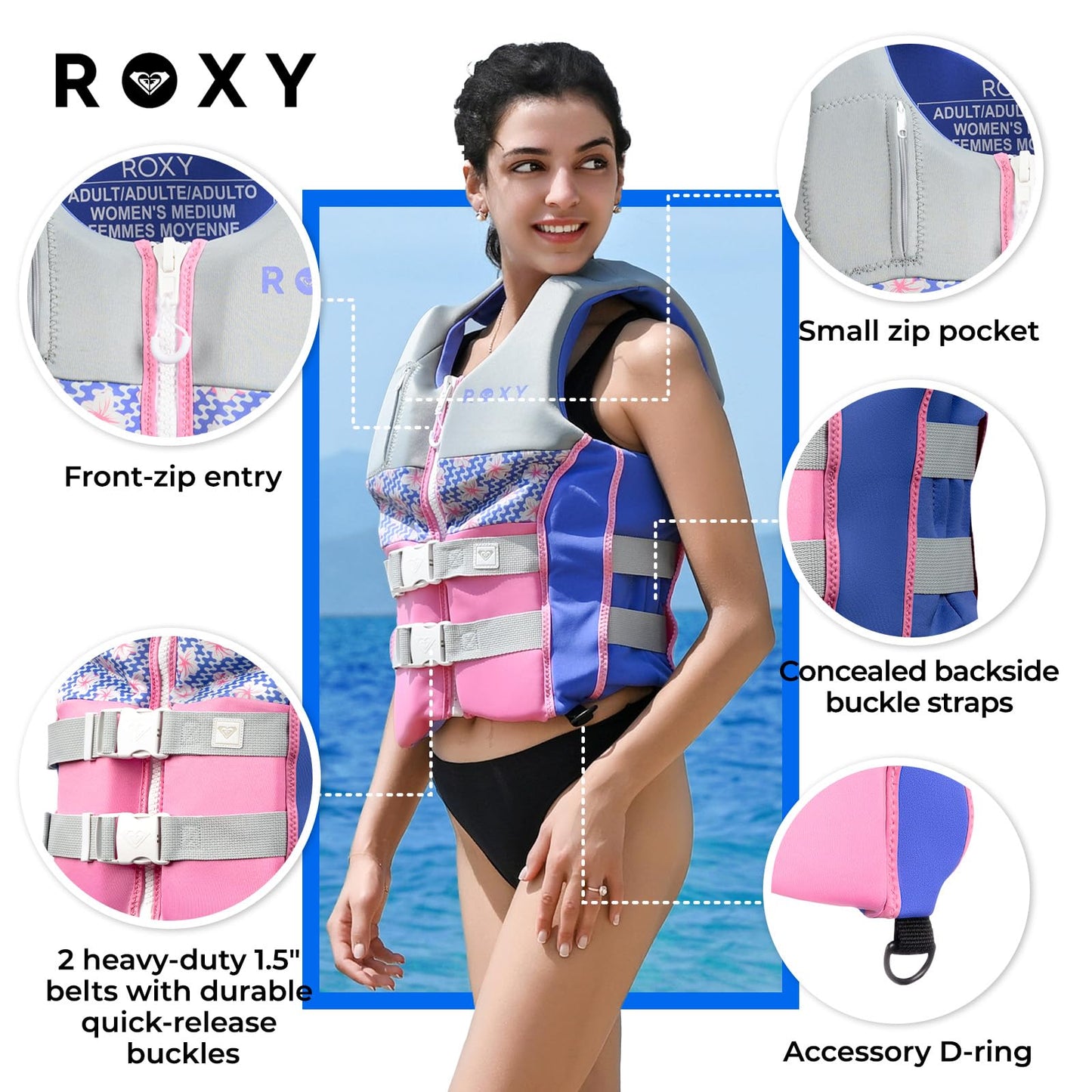 USCG Approved Lightweight Life Jacket for Women & Watersports Activities