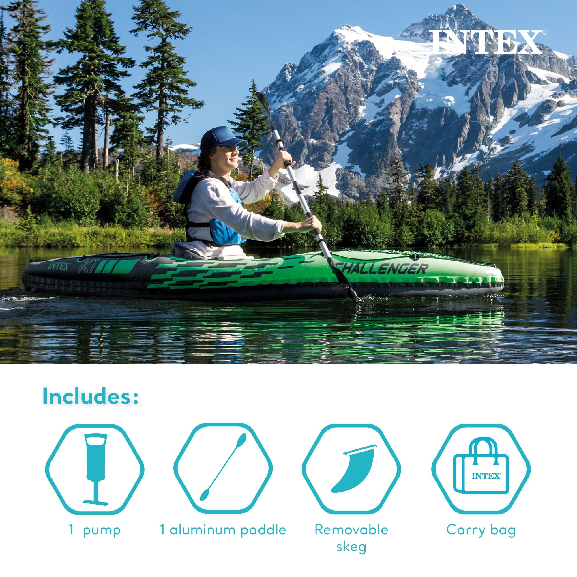 Inflatable Kayak Set with Paddles Pump Adjustable Seat & Storage Net