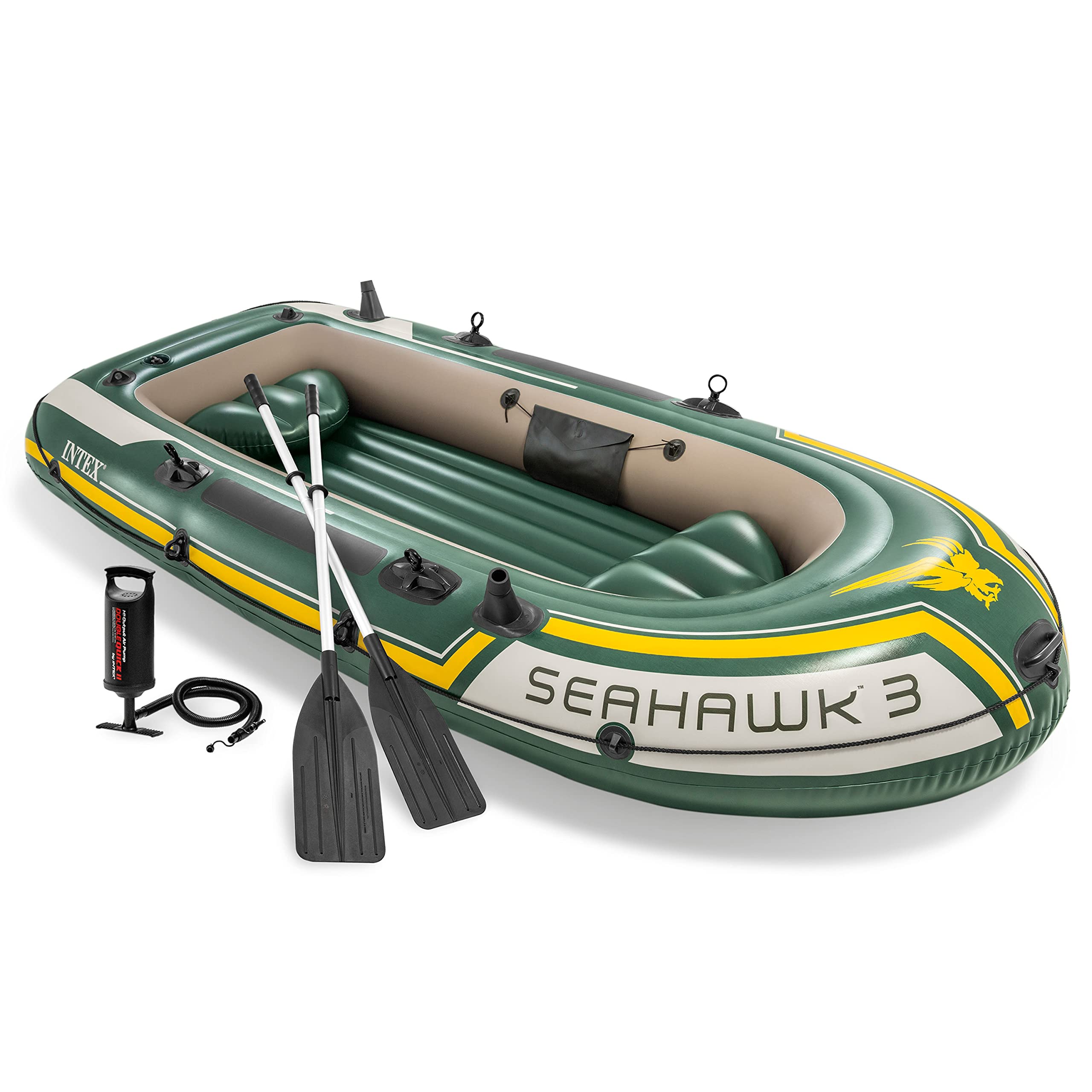 Inflatable Fishing Boat with Oars, Pump & Gear Storage Pouch