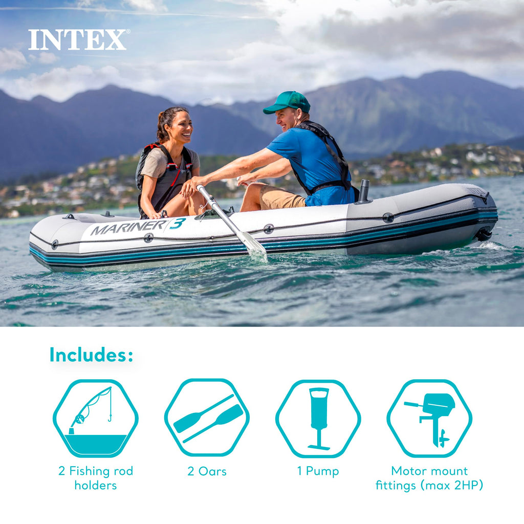 Heavy Duty Inflatable Fishing Boat with Oars Pump & Rod Holders