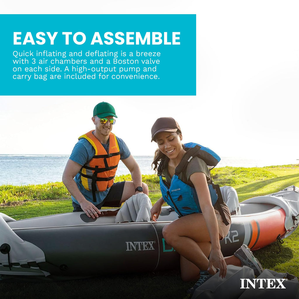 INTEX 2-Person Inflatable Kayak Set, Dakota K2 with 86in Oars and Pump