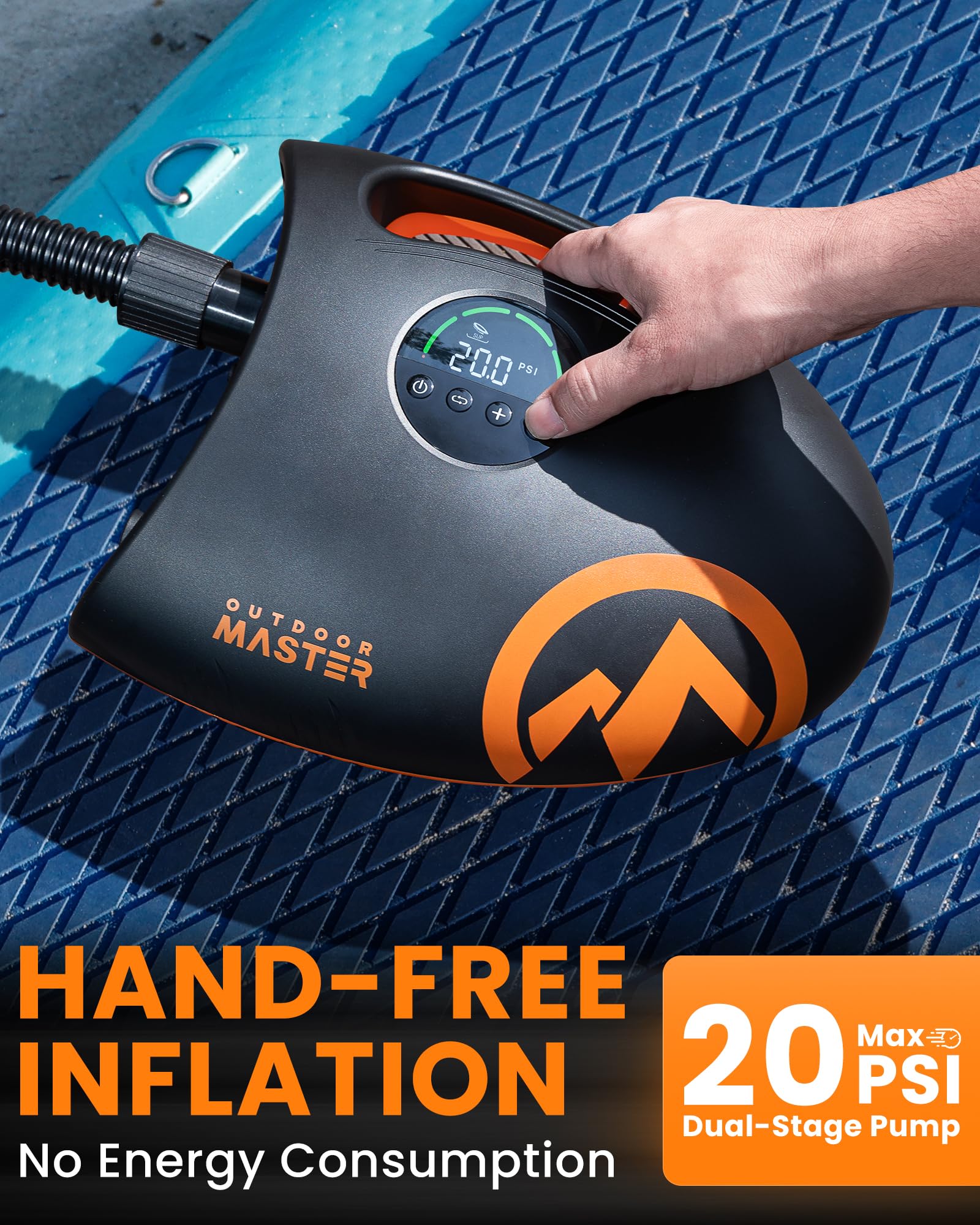 Rechargeable Electric Paddle Board Pump with Dual-Stage Inflation & Deflation for SUPs