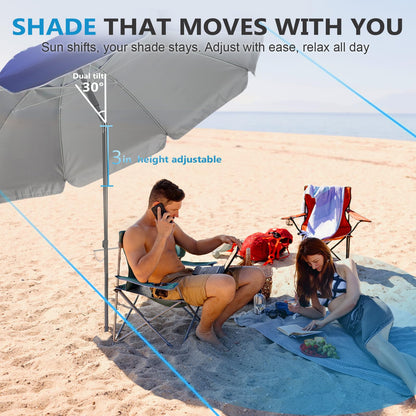 wikiwiki 7ft Beach Umbrella with Sand Anchor & Tilt