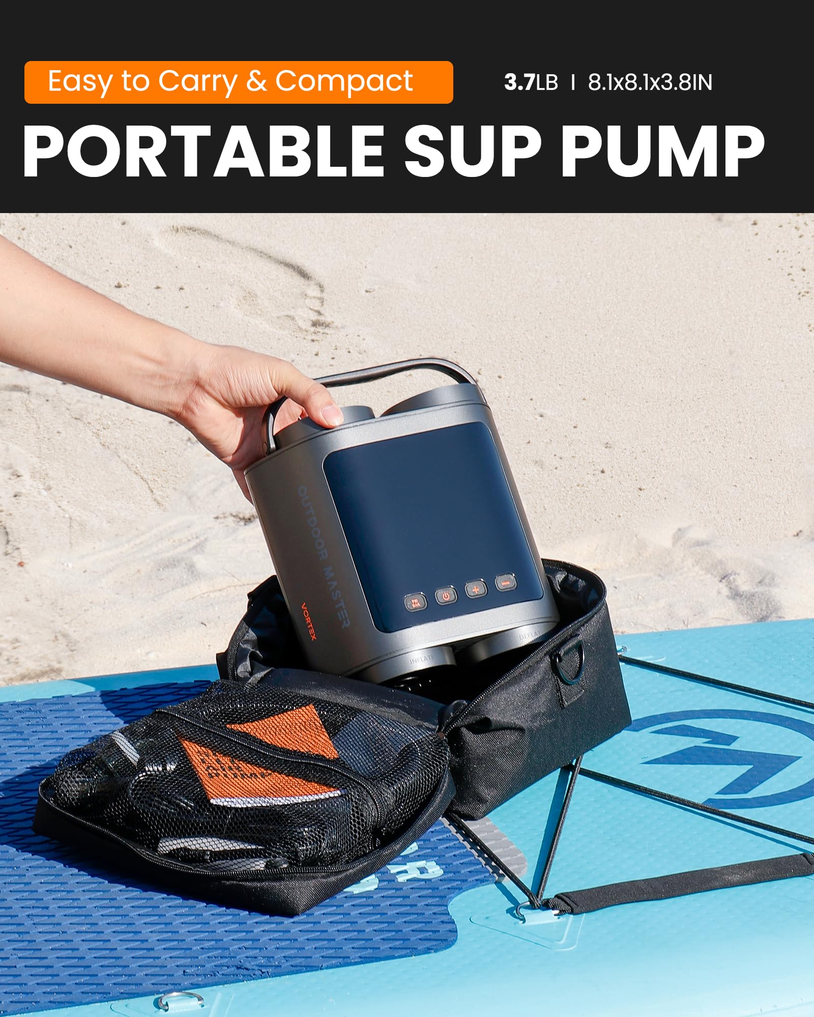 Electric SUP Air Pump with Auto Shutoff and 8 Nozzles for Inflatables