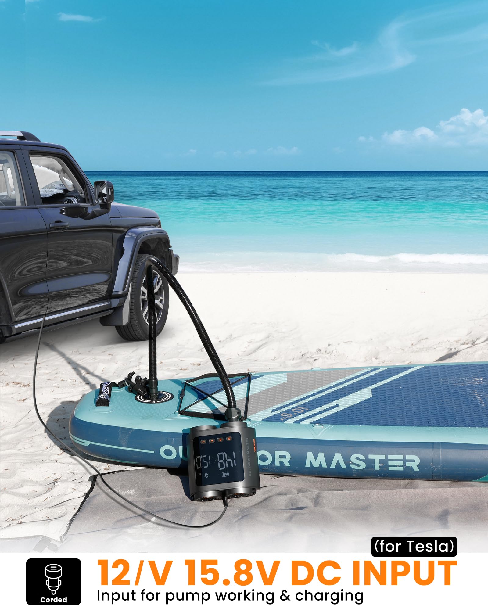 Rechargeable Electric Paddle Board Pump with Battery and Dual-Stage Inflation
