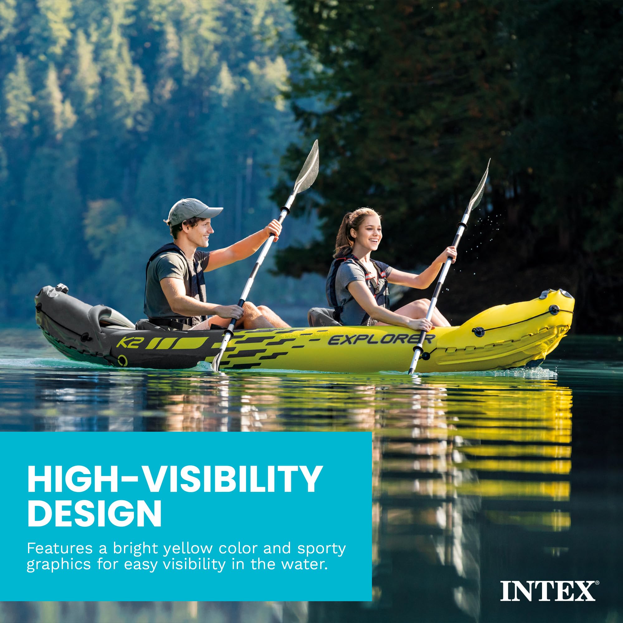 Inflatable Kayak Set with Aluminum Oars, Pump & Adjustable Seats