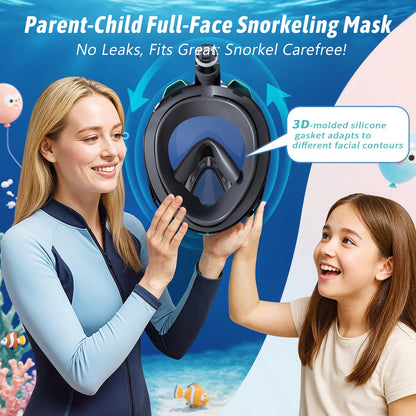 Full Face Snorkel Mask with 180° Panoramic View and Camera Mount