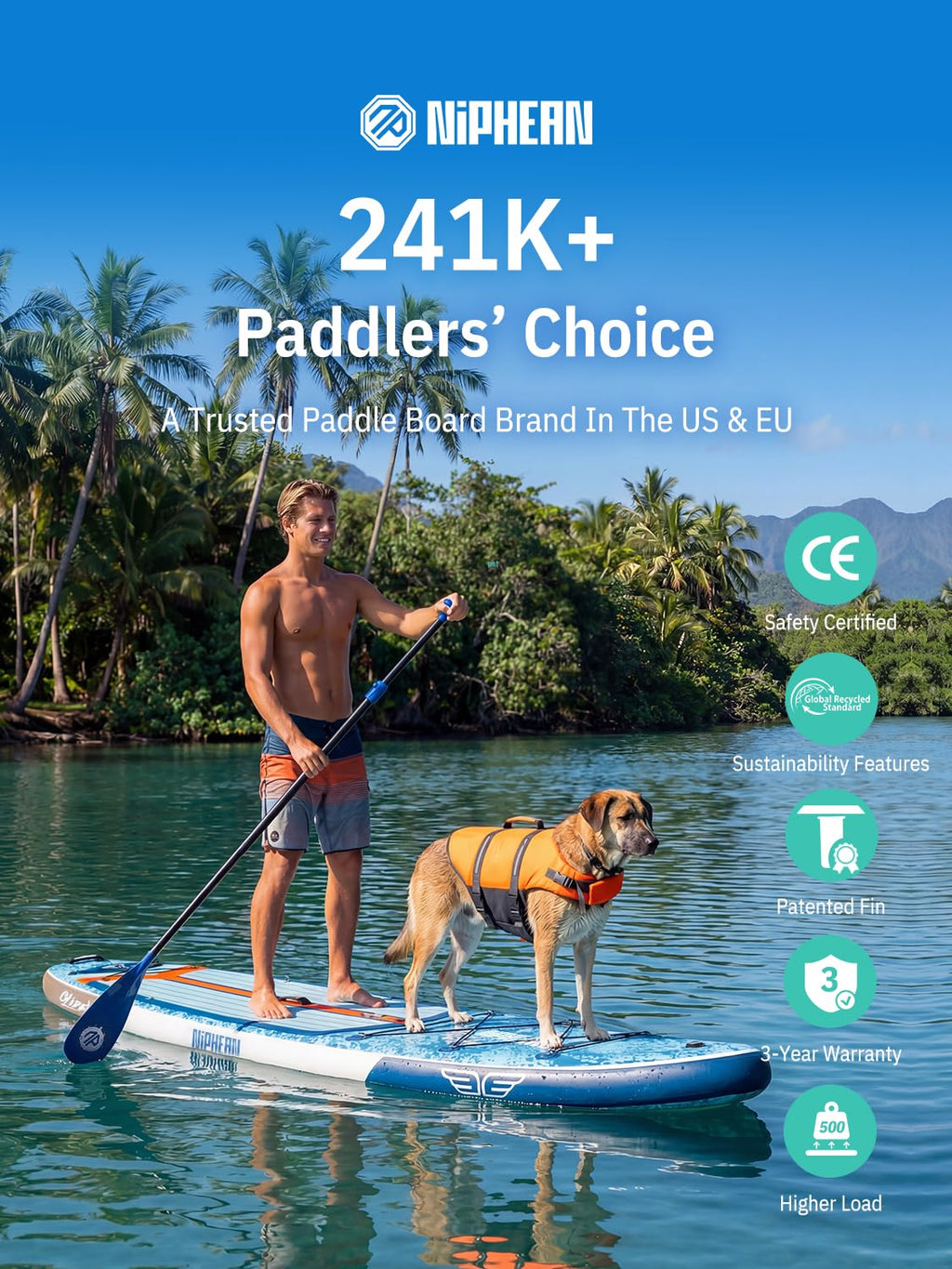 Extra Large Inflatable Paddle Board for Family Use with Accessories