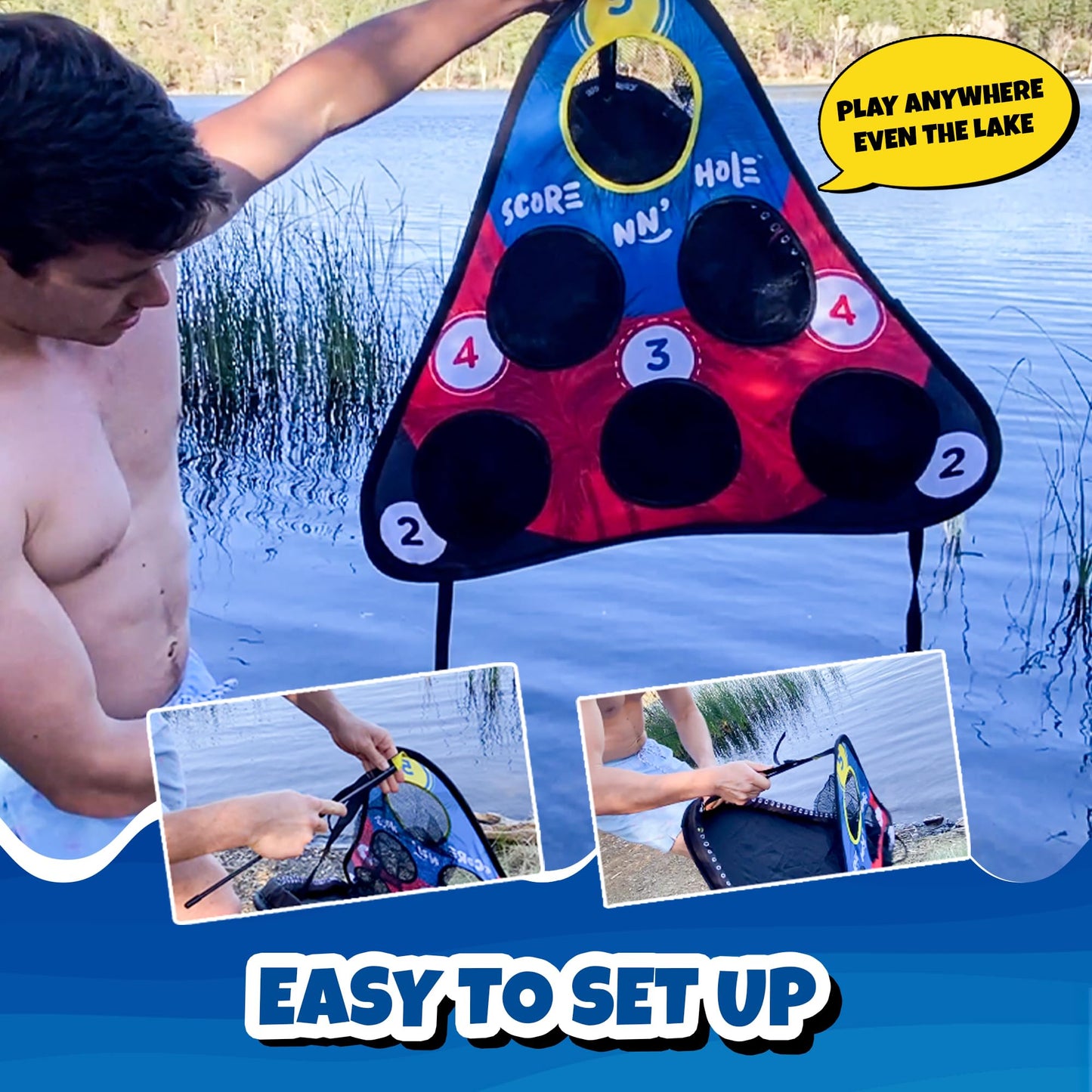 Floating Pool Cornhole Game for Adults & Family Water Fun
