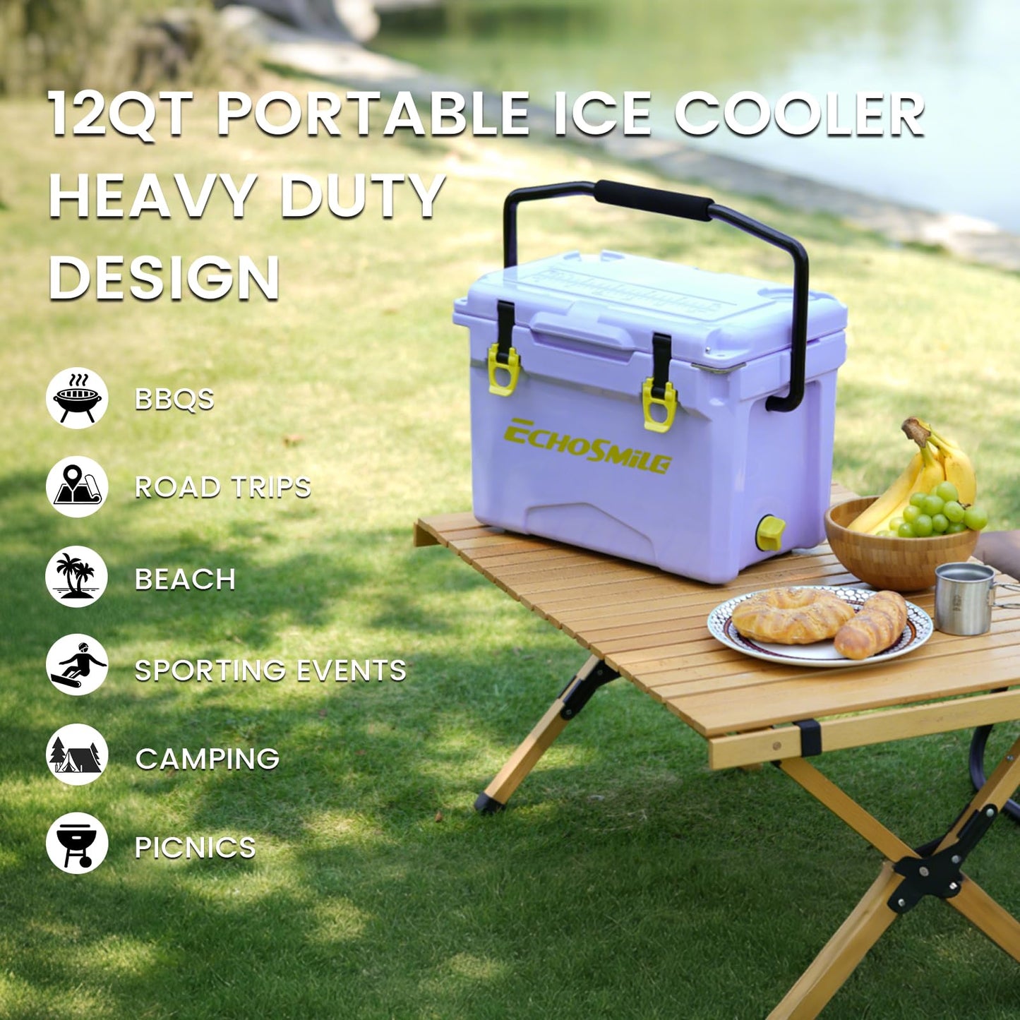12/18 Quart Rotomolded Cooler for Camping, Travel & Outdoor Adventures