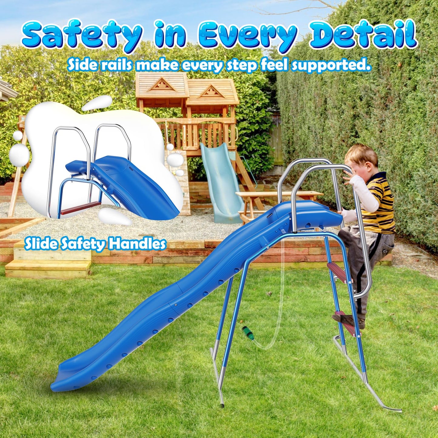 Backyard Water Slide with 3-Zone Spray Sprinkler for Outdoor Fun