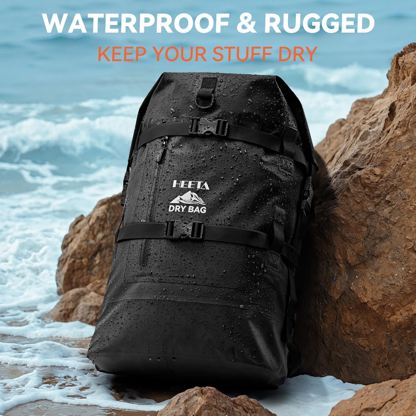 40L Waterproof Dry Bag Backpack with Roll Top Design for Kayaking & Outdoor Travel