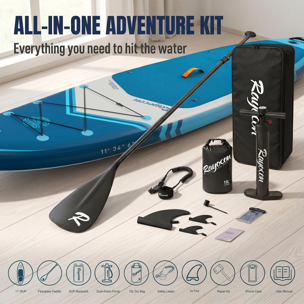 11' Extra Wide Inflatable Stand Up Paddle Board with Accessories