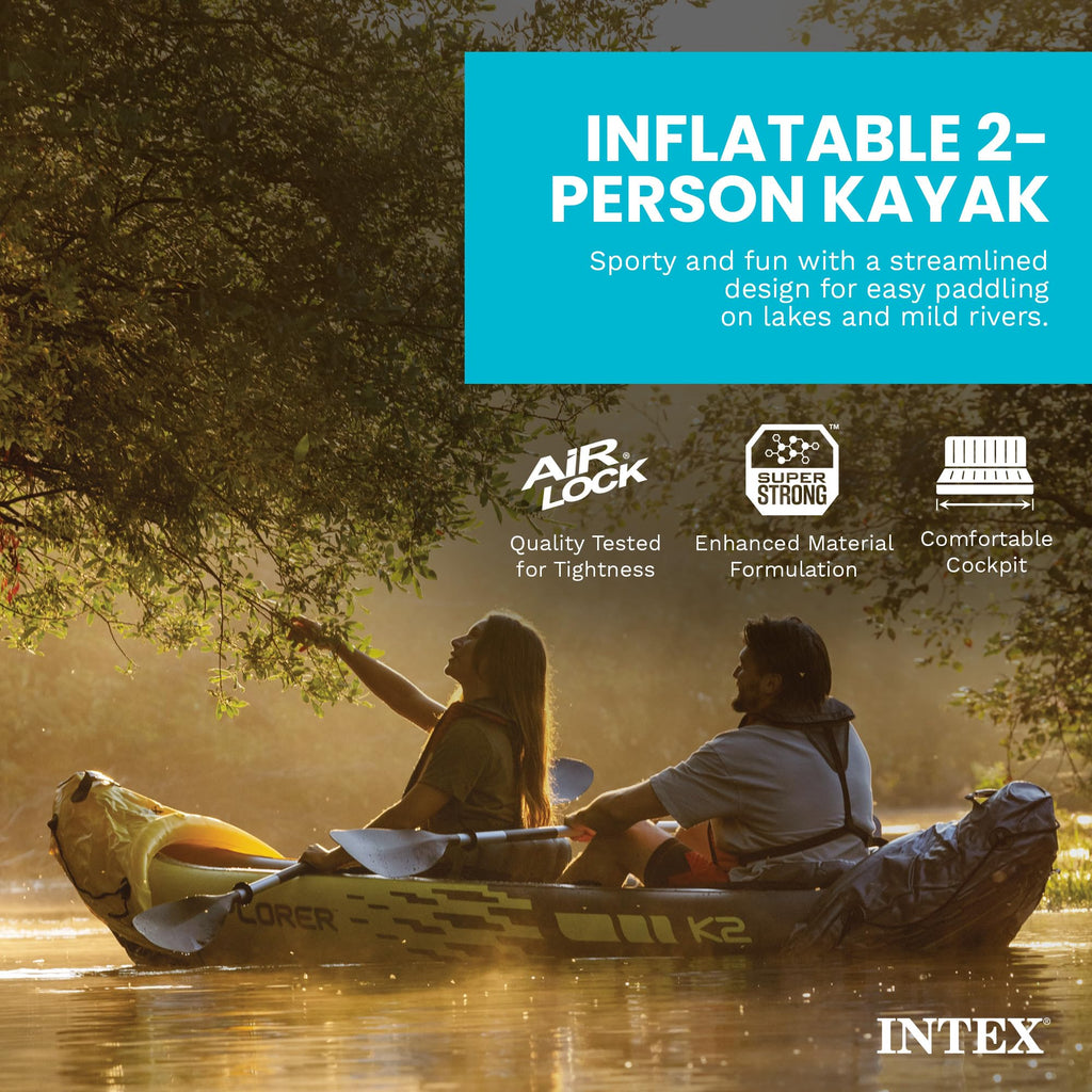 Inflatable Kayak Set with Aluminum Oars, Pump & Adjustable Seats