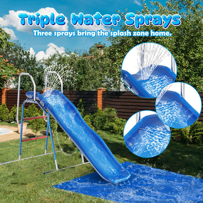 Backyard Water Slide with 3-Zone Spray Sprinkler for Outdoor Fun