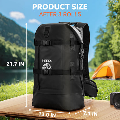 40L Waterproof Dry Bag Backpack with Roll Top Design for Kayaking & Outdoor Travel