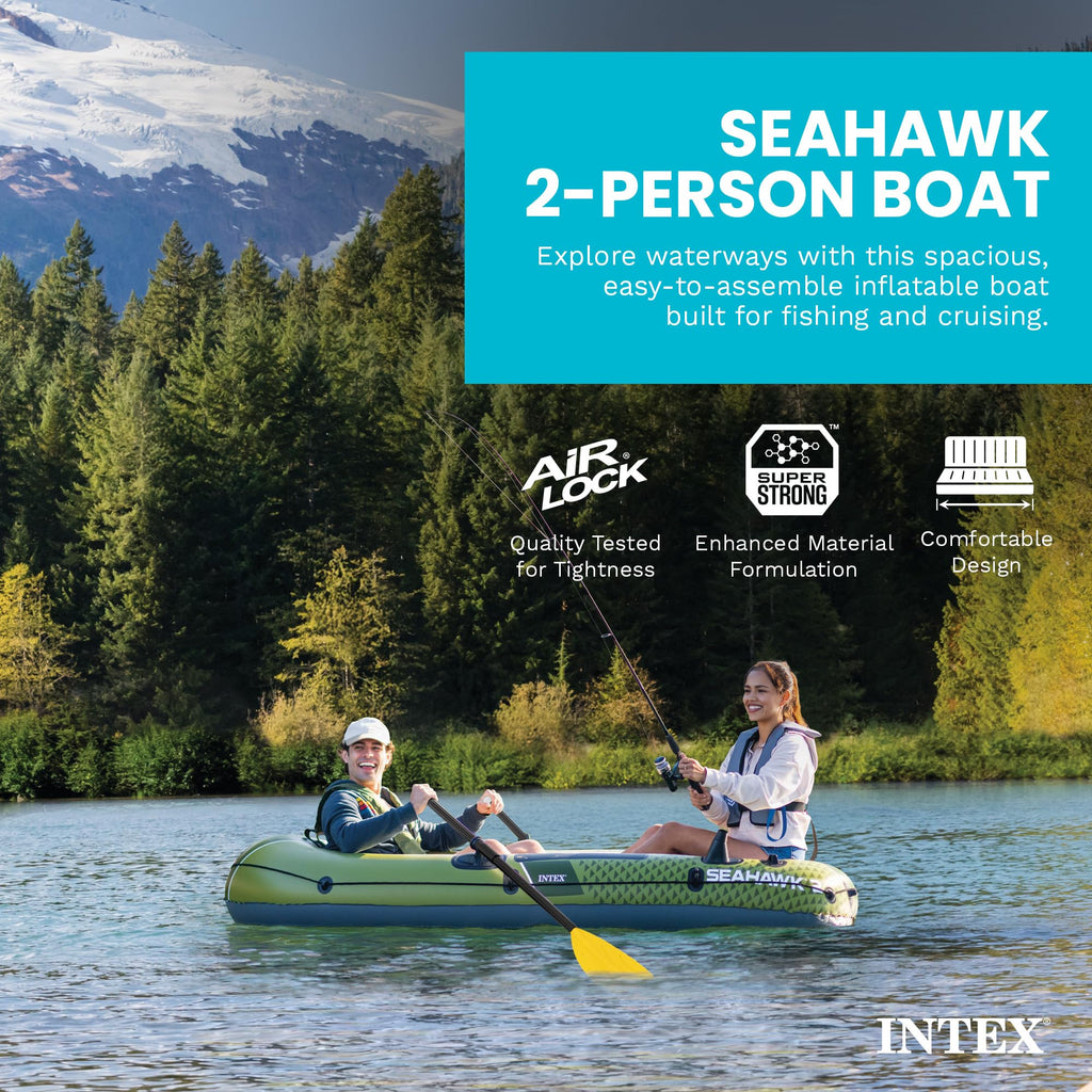 Inflatable Fishing Boat with Oars, Pump & Gear Storage Pouch