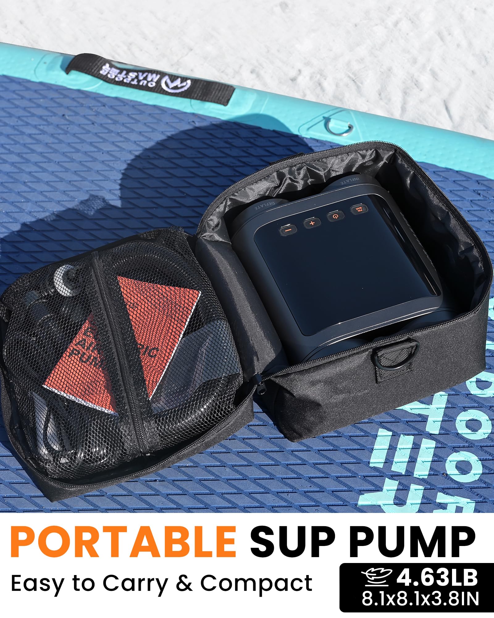Rechargeable Electric Paddle Board Pump with Battery and Dual-Stage Inflation