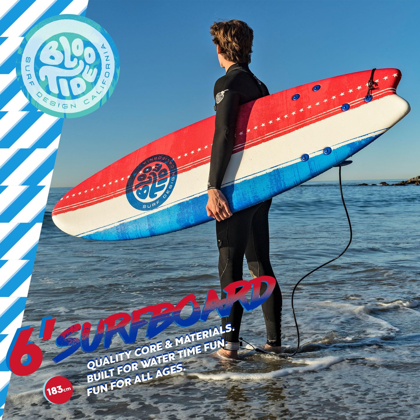 Bloo Tide 6’ Swallow Tail Soft Surfboard