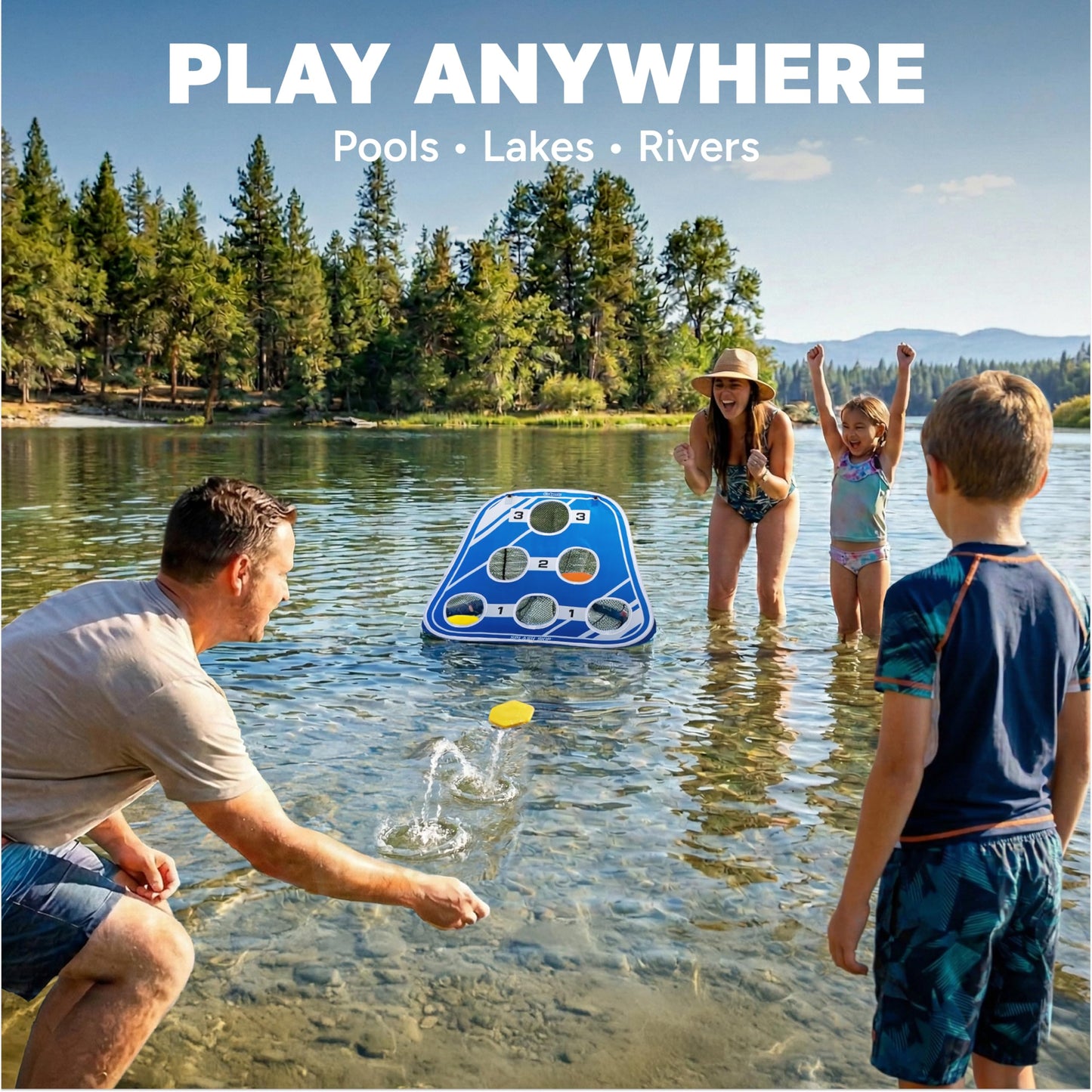 Floating Pool Cornhole Game for Adults & Family Water Fun