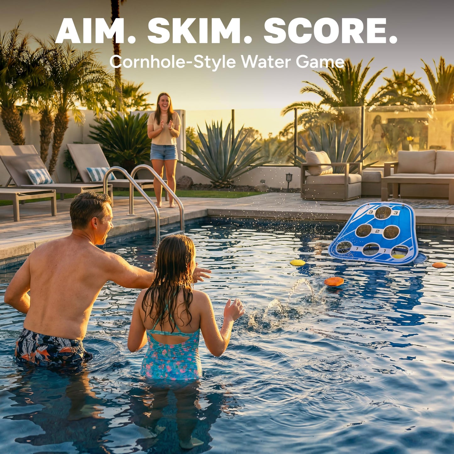 Floating Pool Cornhole Game for Adults & Family Water Fun
