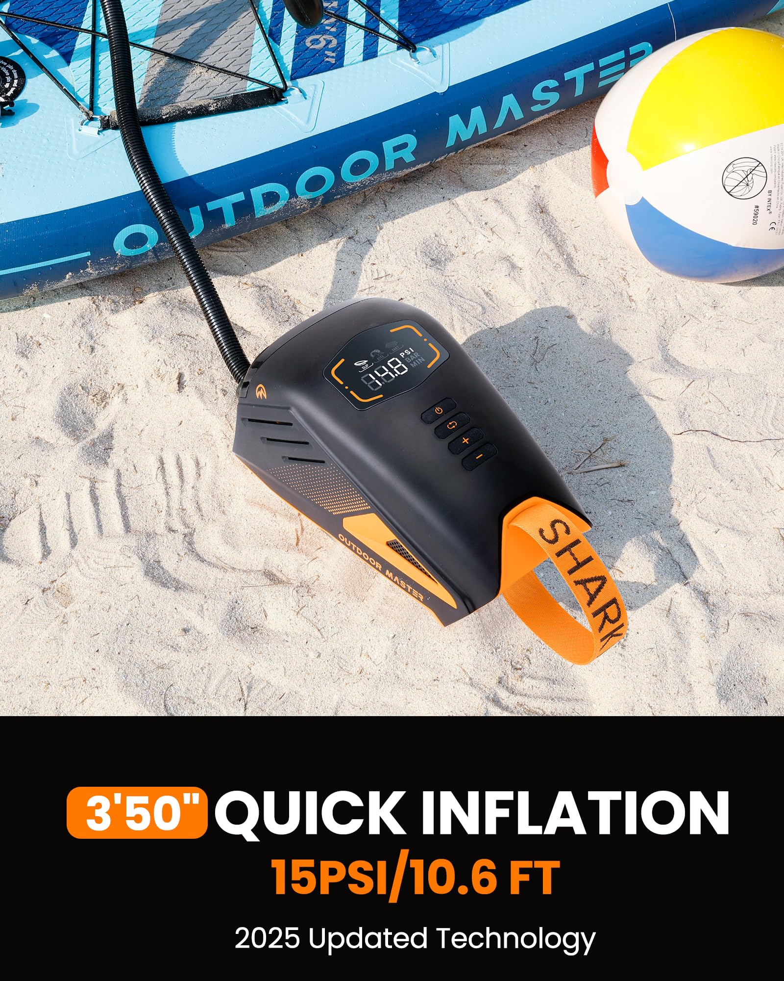 Rechargeable Electric Paddle Board Pump with Fast Inflation & Deflation for Inflatables